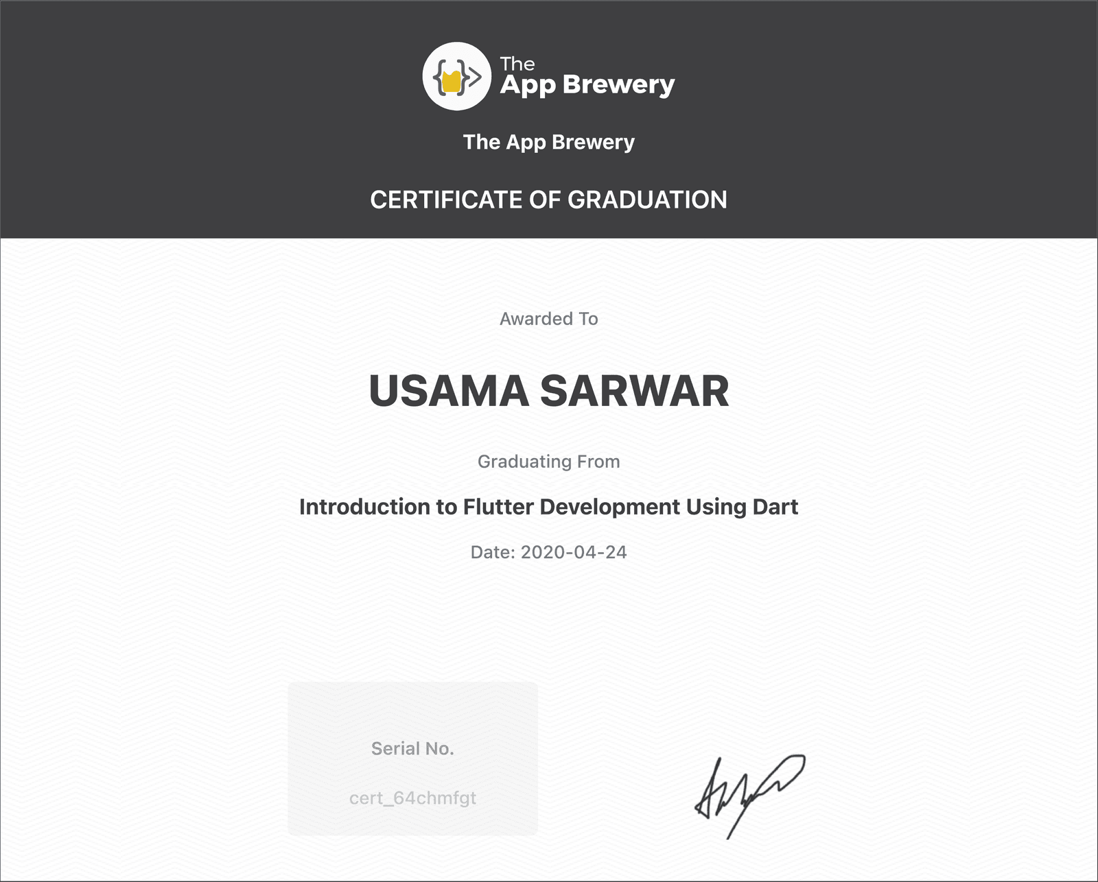 Dart and Flutter certificate