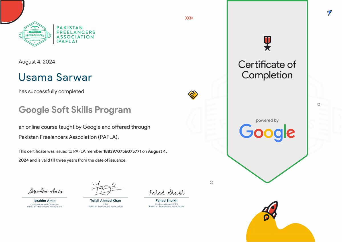 Google Soft Skill Program certificate